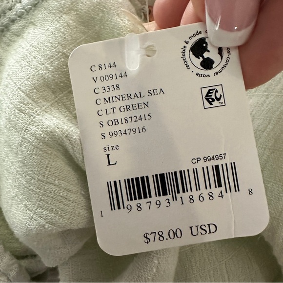 Free People Soleil Set Mineral Sea Two-Piece Long Sleeve & Mini Skirt Size L - Picture 9 of 16